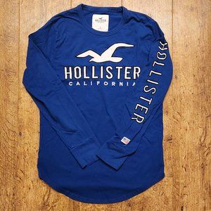 HOLLISTER Men's Blue Long Sleeve T-Shirt - Small